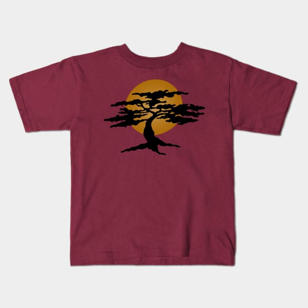 Bonsai Sunset Kids T-Shirt by brihana25